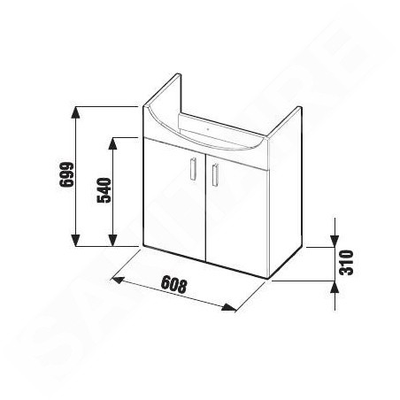 Jika Lyra - Meuble pour lavabo, 608x310x699 mm, blanc H4519624323001