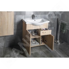 Aqualine Keramia Fresh - Meuble-vasque 600x740x337 mm, chêne platine 50066