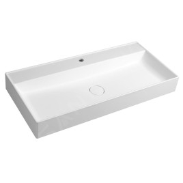 Sapho Lavabos - Lavabo 100x47 cm, sans trop-plein, trou pour robinet, blanc TW100