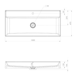 Sapho Lavabos - Lavabo 100x47 cm, sans trop-plein, trou pour robinet, blanc TW100