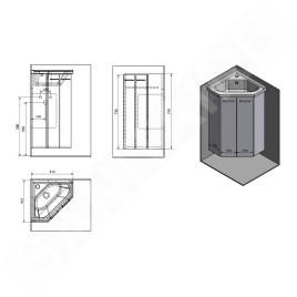 Aqualine Zoja - Meuble vasque d´angle 414x740x414 mm, blanc 50343