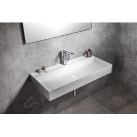 Sapho Lavabos - Lavabo 100x47 cm, sans trop-plein, trou pour robinet, blanc TW100