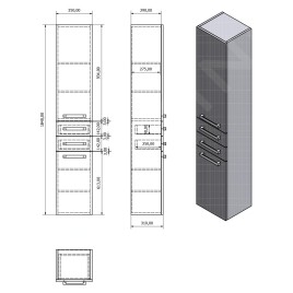 Aqualine Vega - Armoire 350x1840x310 mm, blanc VG185