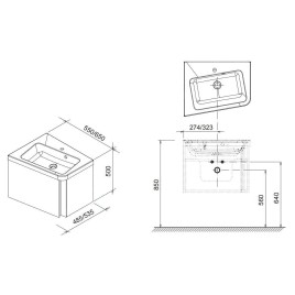 Ravak 10° - Meuble sous vasque d'angle SD 550 L, 550x485x450 mm, gauche, noyer foncé X000000741