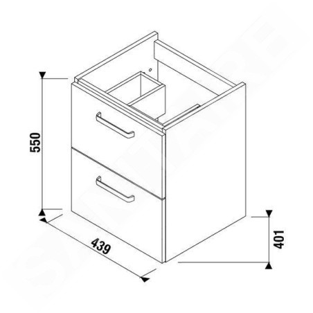 Jika Lyra Plus Viva - Meuble sous lavabo 439x550x401 mm, blanc H40J3824023001