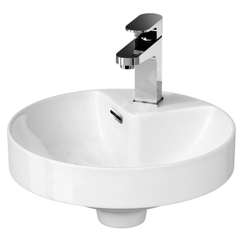 Cersanit Crea - Lavabo, diamètre 38 cm, avec trop-plein, trou pour robinetterie, blanc K114-002 Cersanit Crea - Lavabo, diamètre 38 cm, avec trop-plein, trou pour robinetterie, blanc K114-002