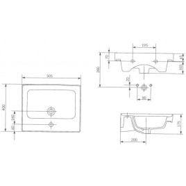 Cersanit Crea - Lavabo 51x40 cm, avec trop-plein, trou pour robinetterie, blanc K114-005