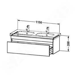 Duravit DuraStyle - Meuble sous lavabo 398x1150x453 mm, 1 tiroir, blanc brillant DS638602222