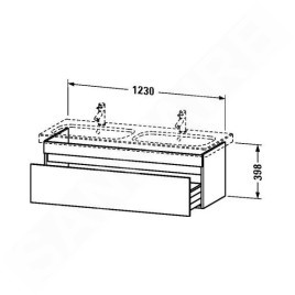 Duravit DuraStyle - Meuble sous lavabo 398x1230x448 mm, 1 tiroir, blanc brillant DS639802222