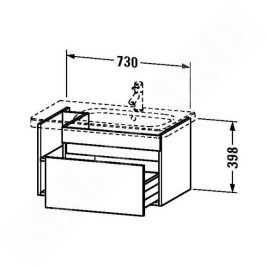 Duravit DuraStyle - Meuble sous lavabo 398x730x448 mm, 1 tiroir, blanc brillant DS639302222