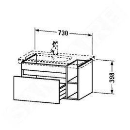 Duravit DuraStyle - Meuble sous lavabo 398x730x448 mm, 1 tiroir, blanc brillant DS639402222
