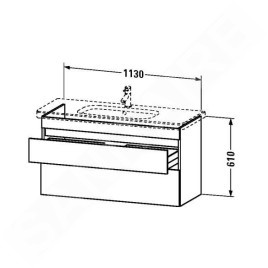 Duravit DuraStyle - Meuble sous lavabo 610x1130x448 mm, 2 tiroirs, blanc brillant DS649502222