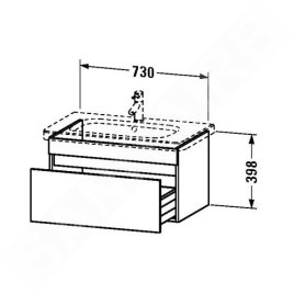 Duravit DuraStyle - Meuble sous lavabo Compact 398x730x368 mm, 1 tiroir, blanc brillant DS639902222