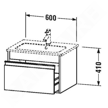 Duravit Ketho - Meuble sous lavabo 410x600x475 mm, 1 tiroir, blanc brillant KT641802222