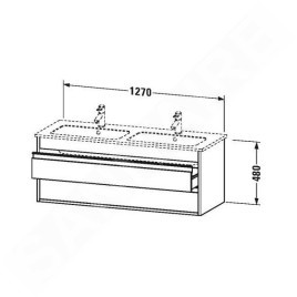 Duravit Ketho - Meuble sous lavabo 480x1270x475 mm, deux tiroirs, blanc brillant KT643202222