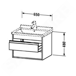 Duravit Ketho - Meuble sous lavabo 480x650x455 mm, 2 tiroirs, blanc brillant KT664302222