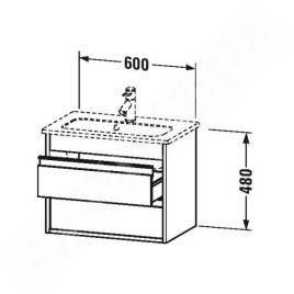 Duravit Ketho - Meuble sous lavabo Compact 480x600x385 mm, deux tiroirs, blanc brillant KT645202222