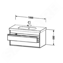 Duravit Ketho - Meuble sous lavabo 480x1000x455 mm, 2 tiroirs, blanc brillant KT664802222