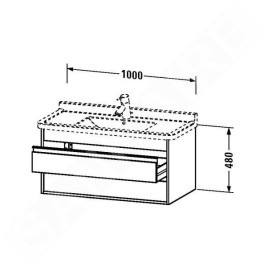Duravit Ketho - Meuble sous lavabo 480x1000x455 mm, 2 tiroirs, blanc brillant KT664502222