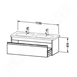 Duravit Ketho - Meuble sous lavabo 410x1150x455 mm, 1 tiroir, blanc brillant KT666902222