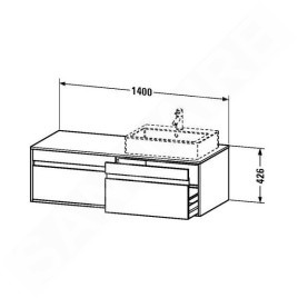 Duravit Ketho - Meuble sous lavabo 426x1400x550 mm, 2 tiroirs, blanc brillant KT6697B2222