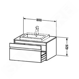 Duravit Ketho - Meuble sous lavabo 426x800x550 mm, 1 tiroir, blanc brillant KT679402222
