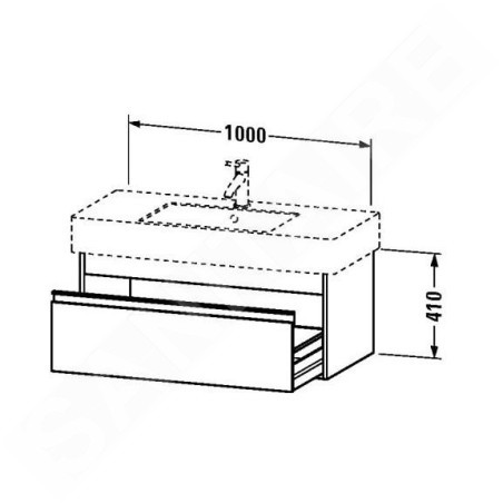 Duravit Ketho - Meuble sous lavabo 410x1000x455 mm, 1 tiroir, blanc brillant KT669102222