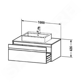 Duravit Ketho - Meuble sous lavabo 426x1000x550 mm, 1 tiroir, blanc brillant KT669502222