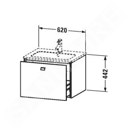Duravit Brioso - Meuble sous lavabo 442x620x479 mm, 1 tiroir, blanc brillant BR400102222