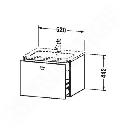 Duravit Brioso - Meuble sous lavabo 442x620x479 mm, 1 tiroir, blanc brillant BR400102222
