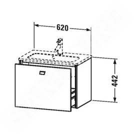 Duravit Brioso - Meuble sous lavabo Compact, 442x620x389 mm, 1 tiroir, blanc brillant BR401002222