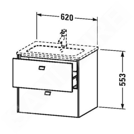 Duravit Brioso - Meuble sous lavabo 553x620x479 mm, 2 tiroirs, blanc brillant BR410102222