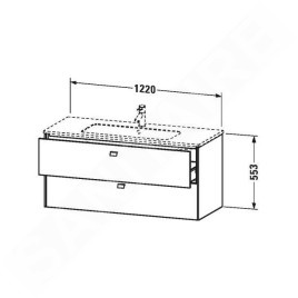 Duravit Brioso - Meuble sous lavabo 553x1220x479 mm, 2 tiroirs, blanc brillant BR410402222