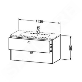 Duravit Brioso - Meuble sous lavabo 553x1020x479 mm, 2 tiroirs, blanc brillant BR410302222