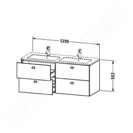 Duravit Brioso - Meuble sous lavabo 553x1290x479 mm, 4 tiroirs, blanc brillant BR410602222