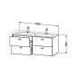 Duravit Brioso - Meuble sous lavabo 553x1290x479 mm, 4 tiroirs, blanc brillant BR410602222