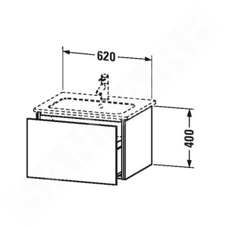 Duravit L-Cube - Meuble sous lavabo 400x620x481 mm, 1 tiroir, blanc brillant LC614002222