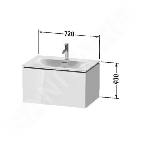 Duravit L-Cube - Meuble sous lavabo 400x720x481 mm, 1 tiroir, blanc brillant LC613602222