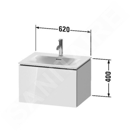 Duravit L-Cube - Meuble sous lavabo 400x620x481 mm, 1 tiroir, blanc brillant LC613502222