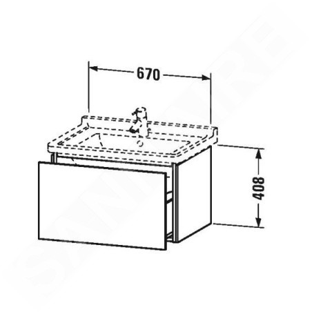 Duravit L-Cube - Meuble sous lavabo 408x670x469 mm, 1 tiroir, blanc brillant LC616402222