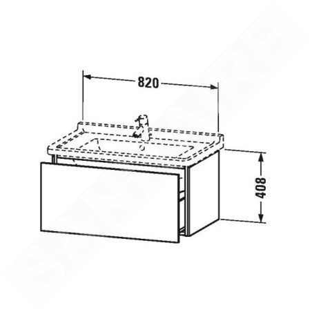 Duravit L-Cube - Meuble sous lavabo 408x820x469 mm, 1 tiroir, blanc brillant LC616502222