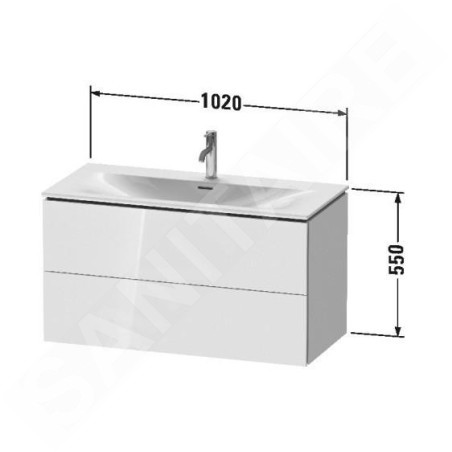 Duravit L-Cube - Meuble sous lavabo 550x1020x481 mm, 2 tiroirs, blanc brillant LC630802222