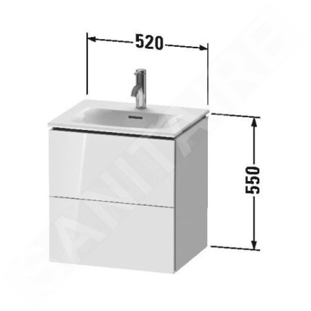 Duravit L-Cube - Meuble sous lavabo 550x520x421 mm, 2 tiroirs, blanc brillant LC630402222
