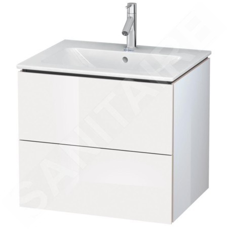 Duravit L-Cube - Meuble sous lavabo 550x620x481 mm, 2 tiroirs, blanc brillant LC624002222