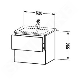 Duravit L-Cube - Meuble sous lavabo 550x620x481 mm, 2 tiroirs, blanc brillant LC624002222