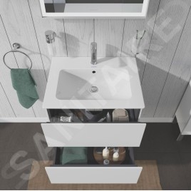 Duravit L-Cube - Meuble sous lavabo 550x620x481 mm, 2 tiroirs, blanc brillant LC624002222