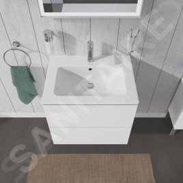 Duravit L-Cube - Meuble sous lavabo 550x620x481 mm, 2 tiroirs, blanc brillant LC624002222