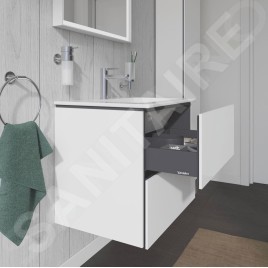 Duravit L-Cube - Meuble sous lavabo 550x620x481 mm, 2 tiroirs, blanc brillant LC624002222