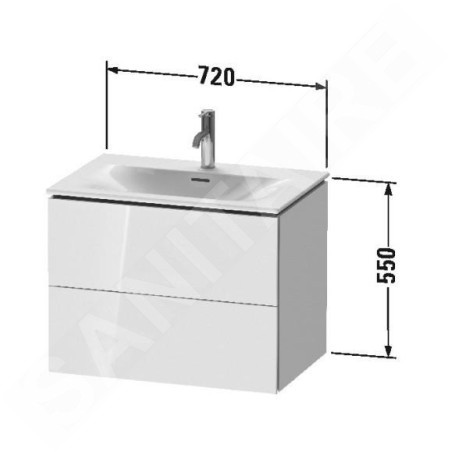 Duravit L-Cube - Meuble sous lavabo 550x720x481 mm, 2 tiroirs, blanc brillant LC630602222