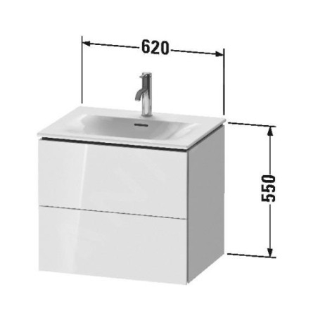 Duravit L-Cube - Meuble sous lavabo 550x620x481 mm, 2 tiroirs, blanc brillant LC630502222